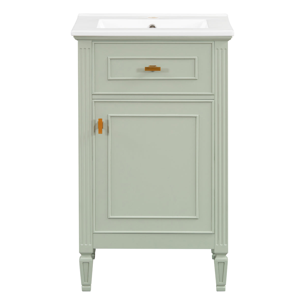 20" Green Bathroom Vanity with Ceramic Sink and Tilt-Out Drawer