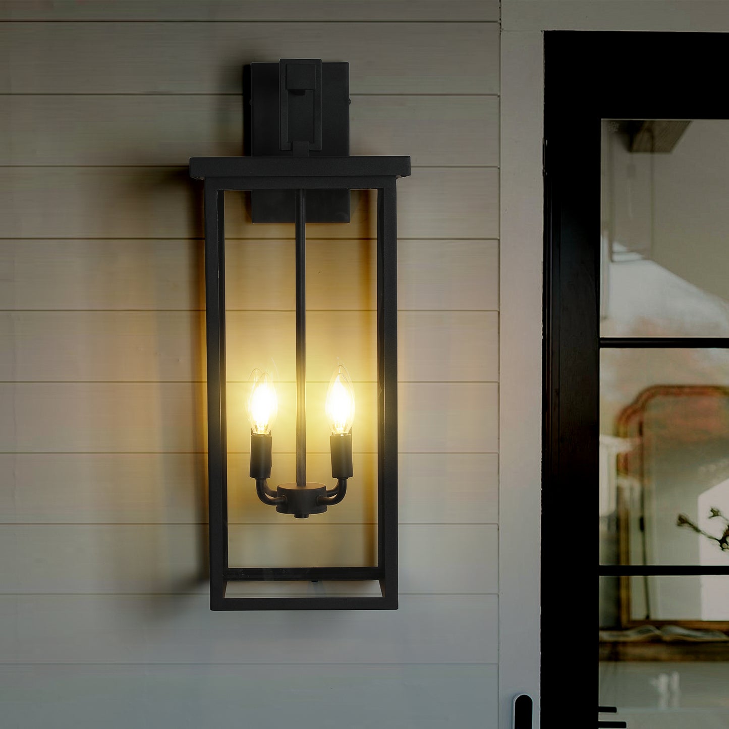 26"H Black Outdoor Wall Lantern with Clear Glass - view 3