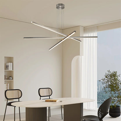 48" Chrome Geometric 3-Arm LED Chandelier