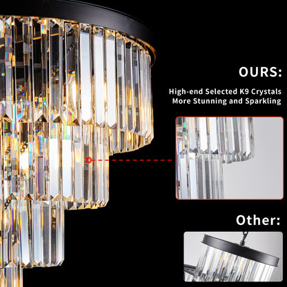 24" 5-Tier Black Crystal Chandelier, 15-Light - view 5