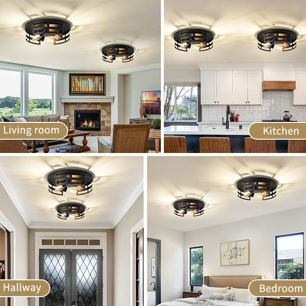 13" 2-Light Black Flush Mount Ceiling Light, Set of 2 - view 3