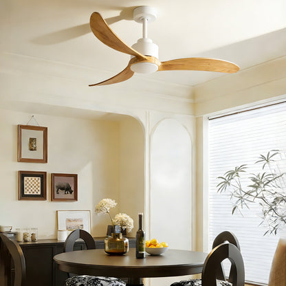 52" White & Natural Wood Ceiling Fan with Dimmable LED - view 11