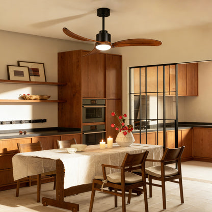 52" Matte Black & Wood Ceiling Fan with Dimmable LED - view 6