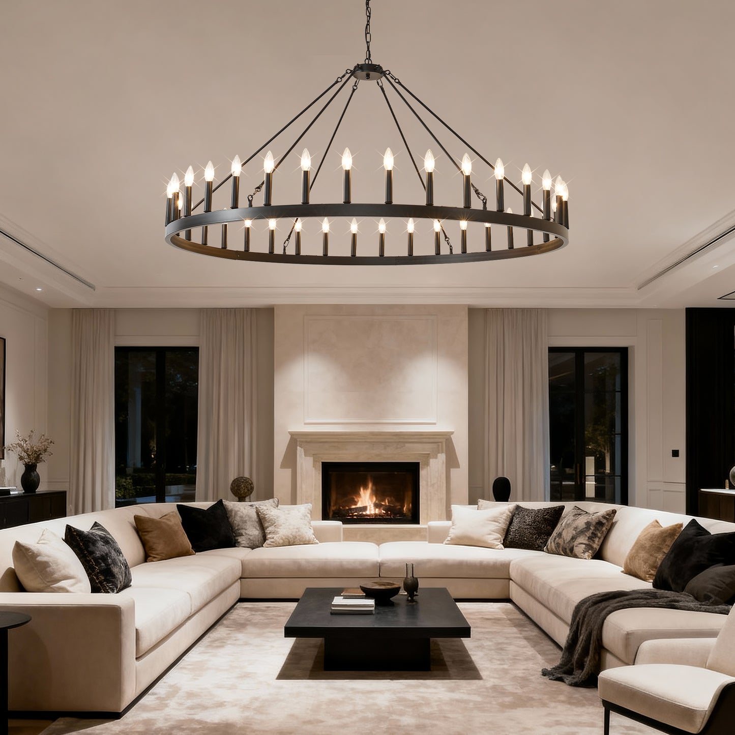 59" Wagon Wheel Farmhouse Chandelier, 36-Light - view 4
