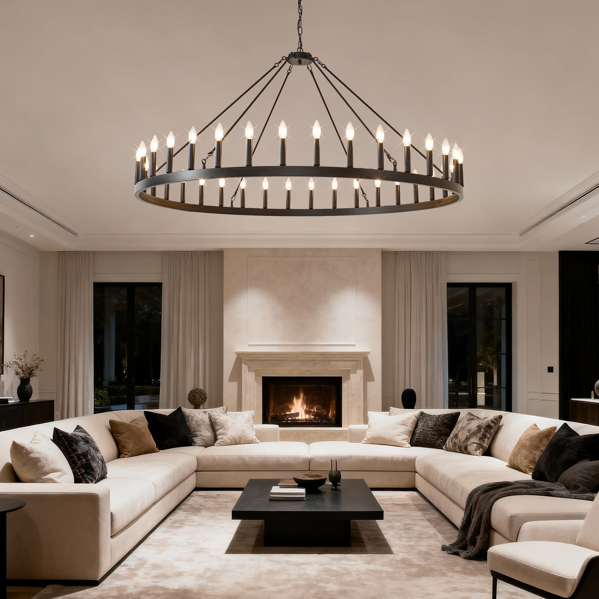 59" Wagon Wheel Farmhouse Chandelier, 36-Light - view 4