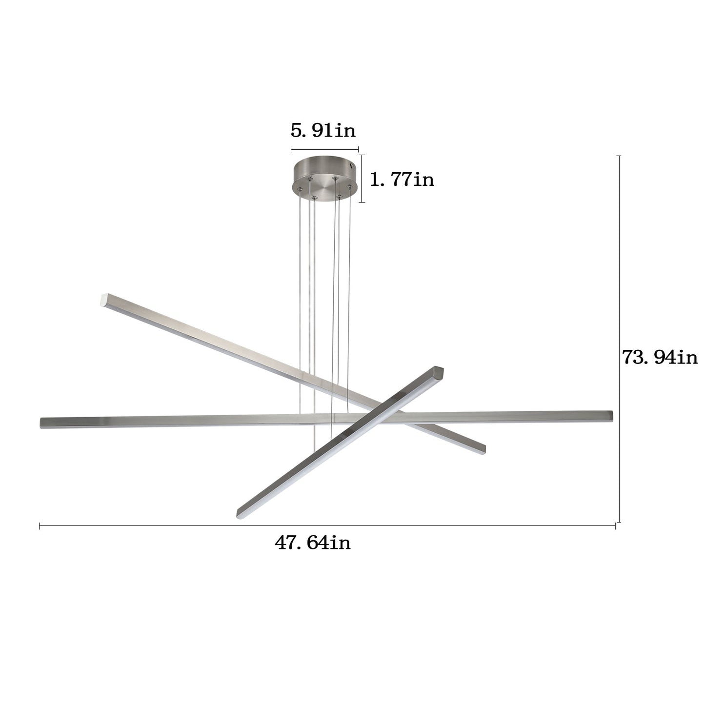 48" Chrome Geometric 3-Arm LED Chandelier - view 10