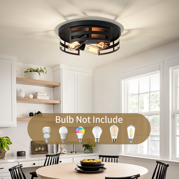 13" 2-Light Black Flush Mount Ceiling Light, Set of 2 - view 4