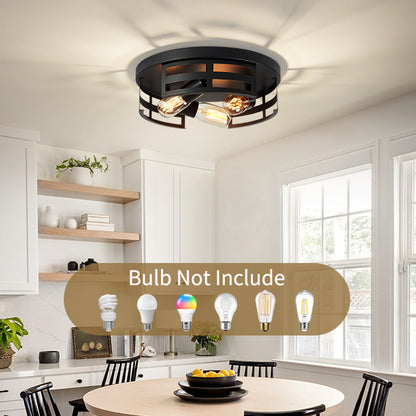 13" 2-Light Black Flush Mount Ceiling Light, Set of 2 - view 4