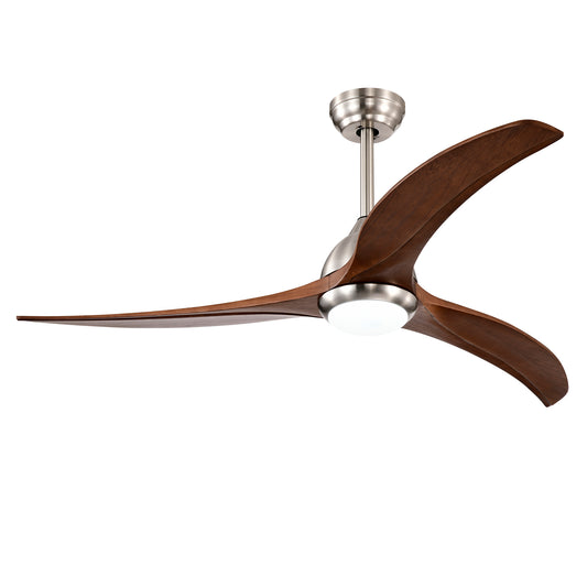 52" Satin Nickel & Walnut Ceiling Fan with Light & Remote