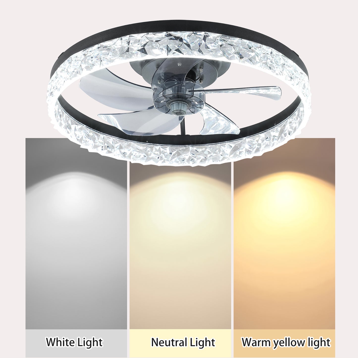 20" Black Low Profile Ceiling Fan with Dimmable LED - view 7
