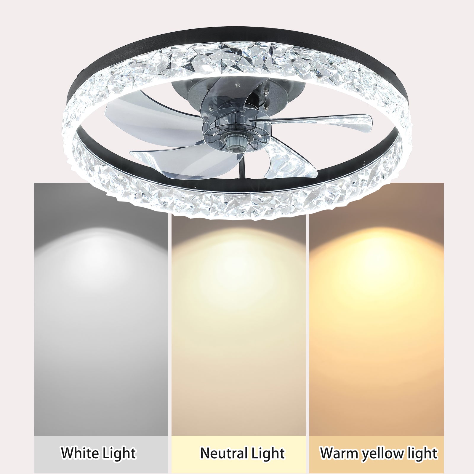 20" Black Low Profile Ceiling Fan with Dimmable LED - view 7