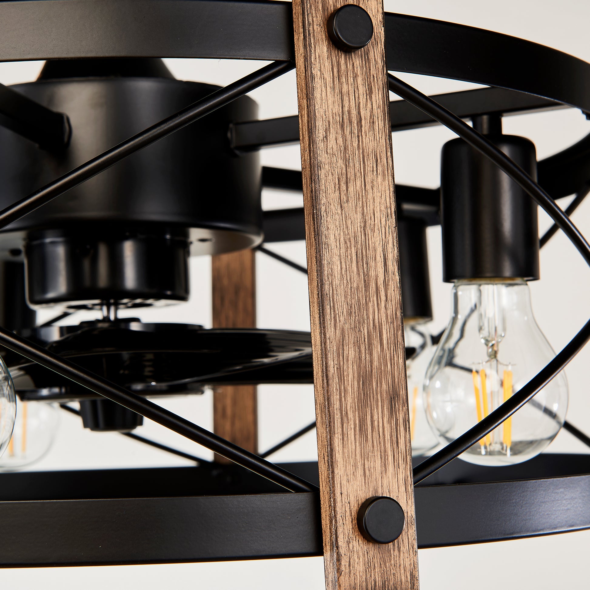 20" Matte Black Caged Chandelier Ceiling Fan with Remote - view 17