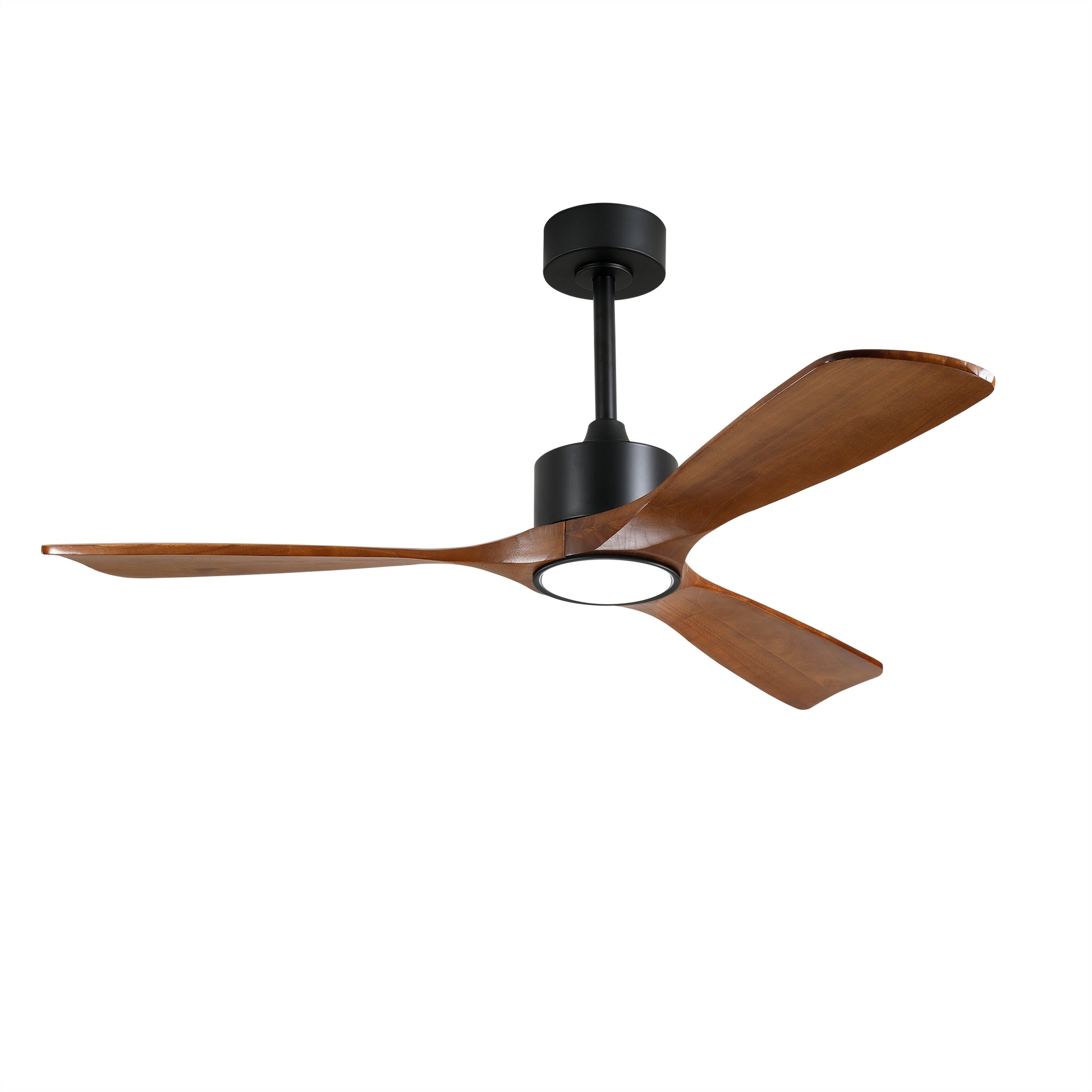 52" Matte Black Solid Wood Ceiling Fan with Dimmable LED