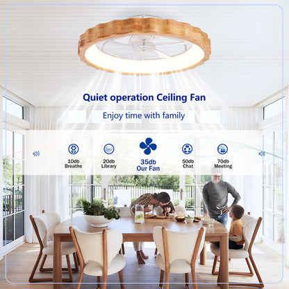 20" Plum Blossom Flush Mount Ceiling Fan with Dimmable LED - view 13