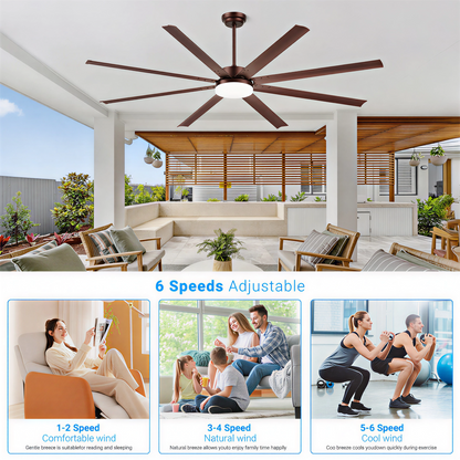 88" Coffee Industrial Ceiling Fan with Light & Remote - view 14