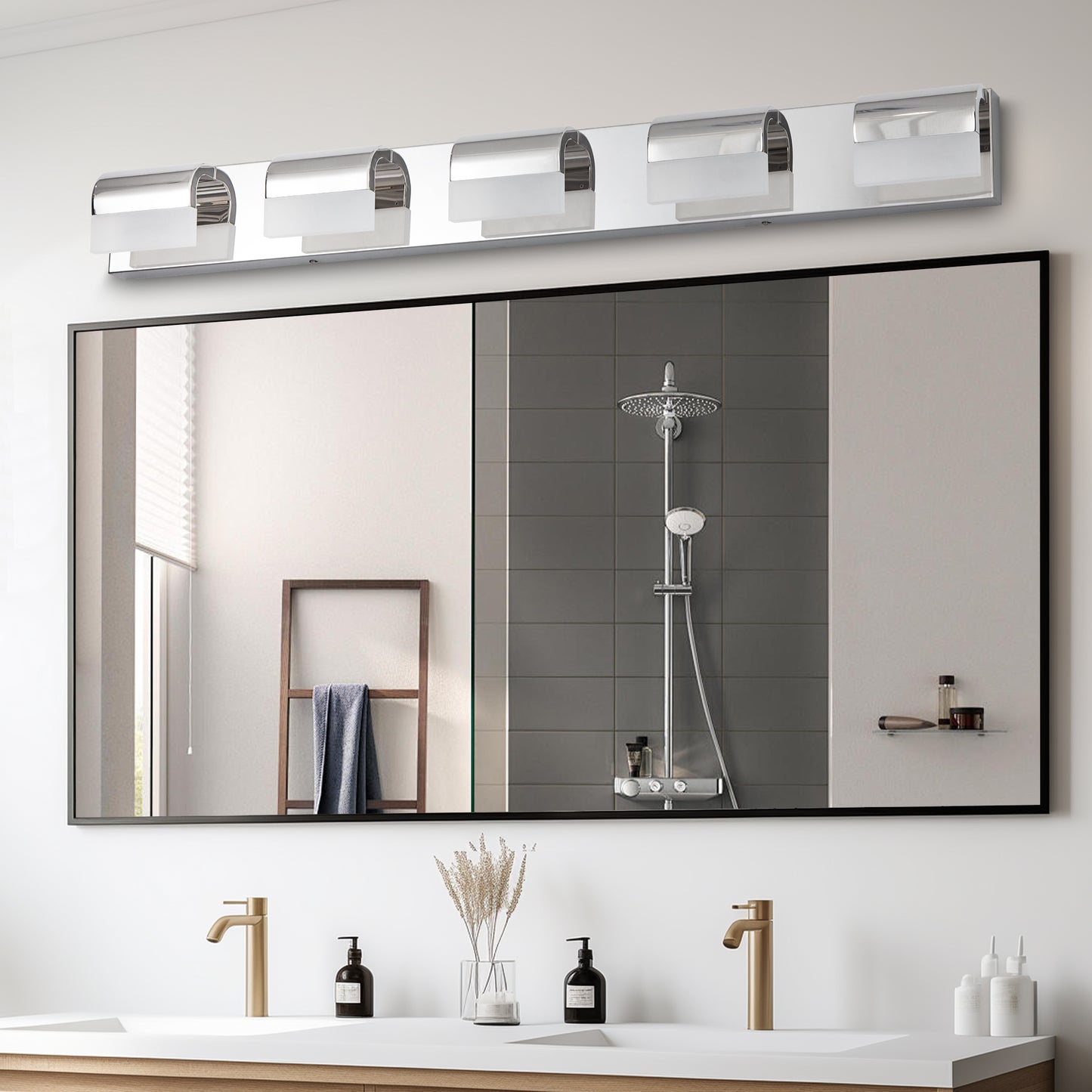 5-Light Chrome LED Bathroom Vanity Light