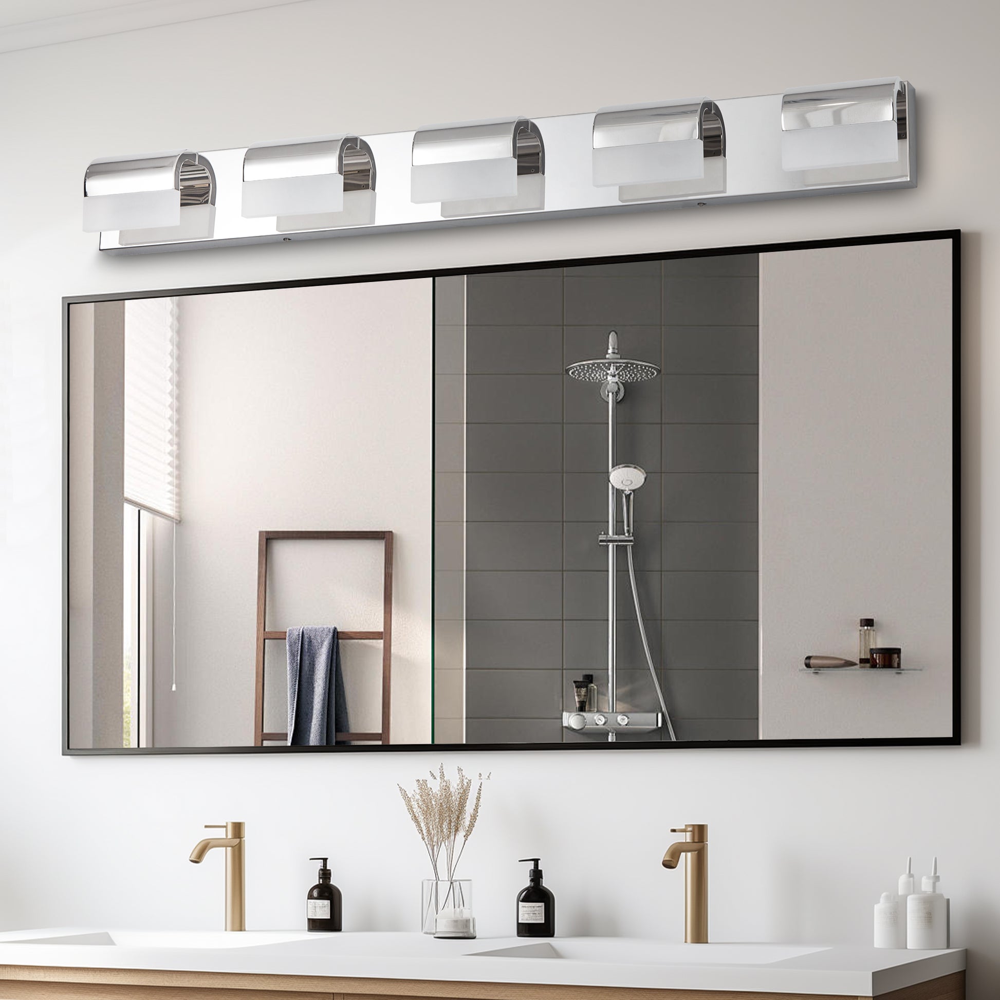 5-Light Chrome LED Bathroom Vanity Light