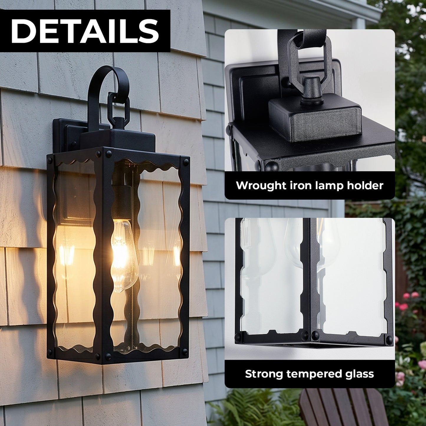 18" Matte Black Outdoor Wall Light with Clear Glass - view 4