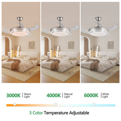 42" Chrome 3-Tier Retractable Ceiling Fan with Remote - view 2