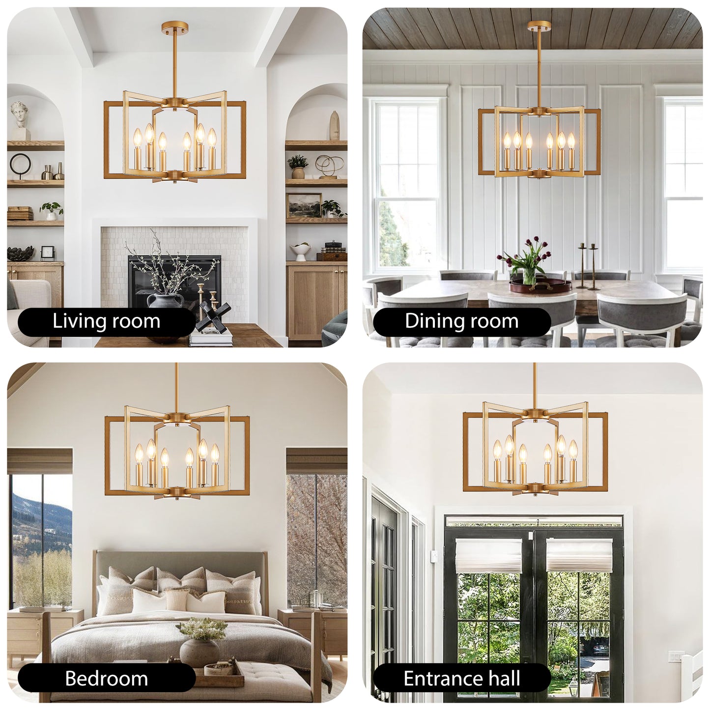 22" 6-Light Gold Geometric Chandelier - view 6
