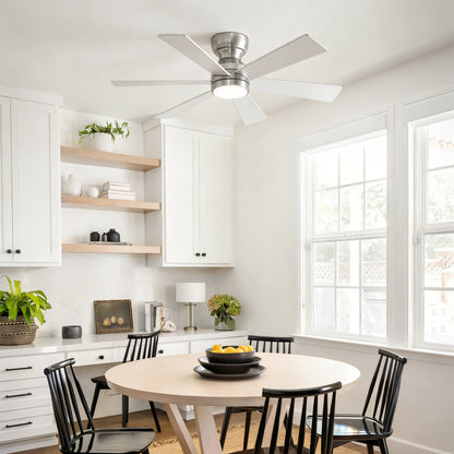 46" Silver Flush Mount Ceiling Fan with Light and Remote - view 4