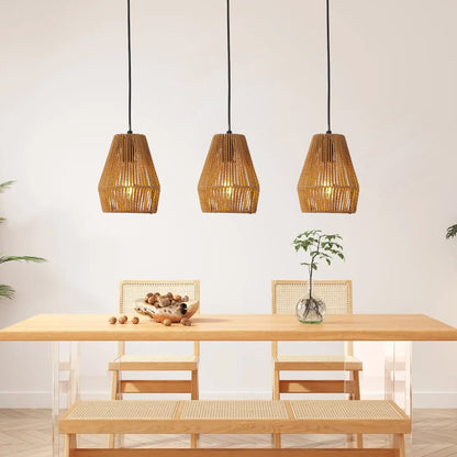 7" Hemp Rope Farmhouse Pendant Light, Set of 3 - view 4
