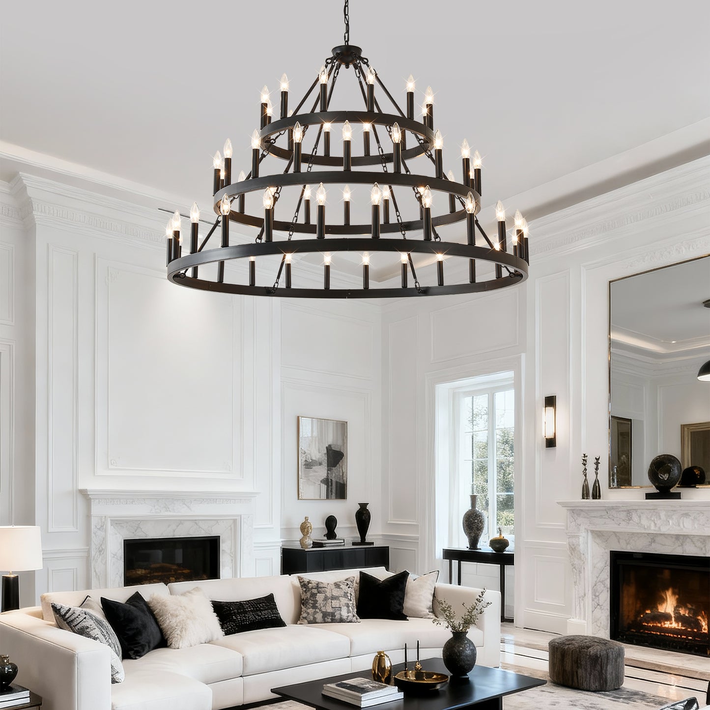 3-Tier Wagon Wheel Farmhouse Chandelier, 54-Light - view 4