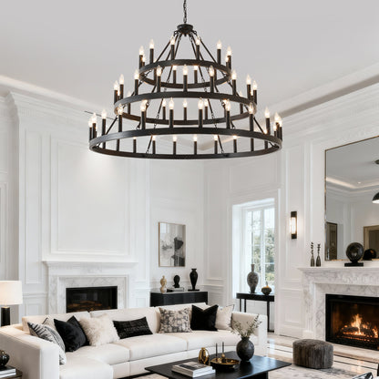 3-Tier Wagon Wheel Farmhouse Chandelier, 54-Light - view 4