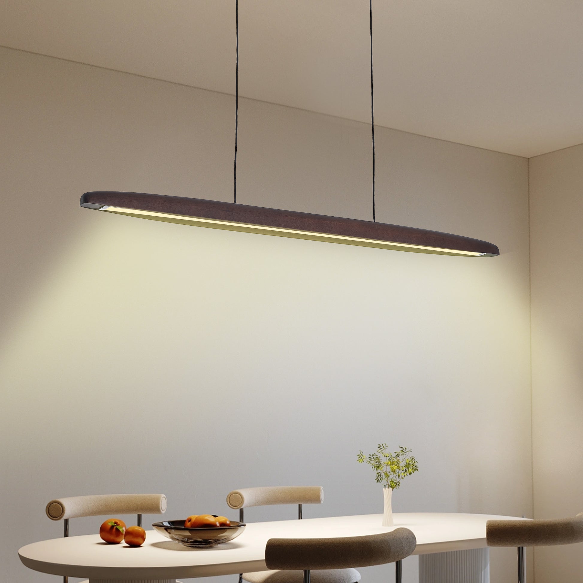 39" Walnut Wood LED Pendant Light with Remote - view 2