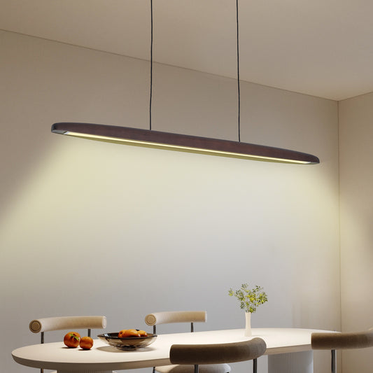 39" Walnut Wood LED Pendant Light with Remote - view 2