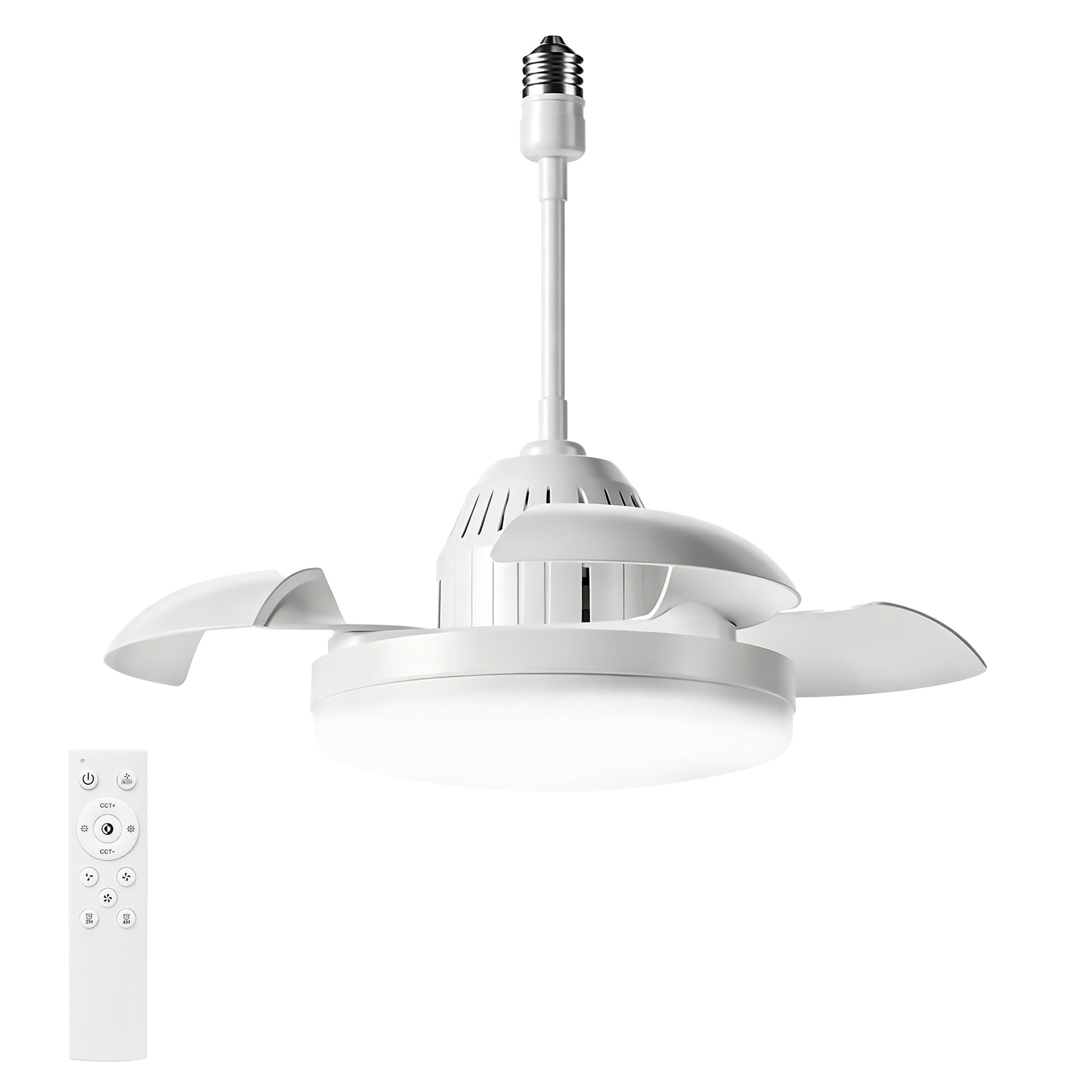 White Retractable Blade Ceiling Fan with Remote