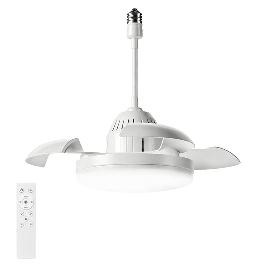White Retractable Blade Ceiling Fan with Remote