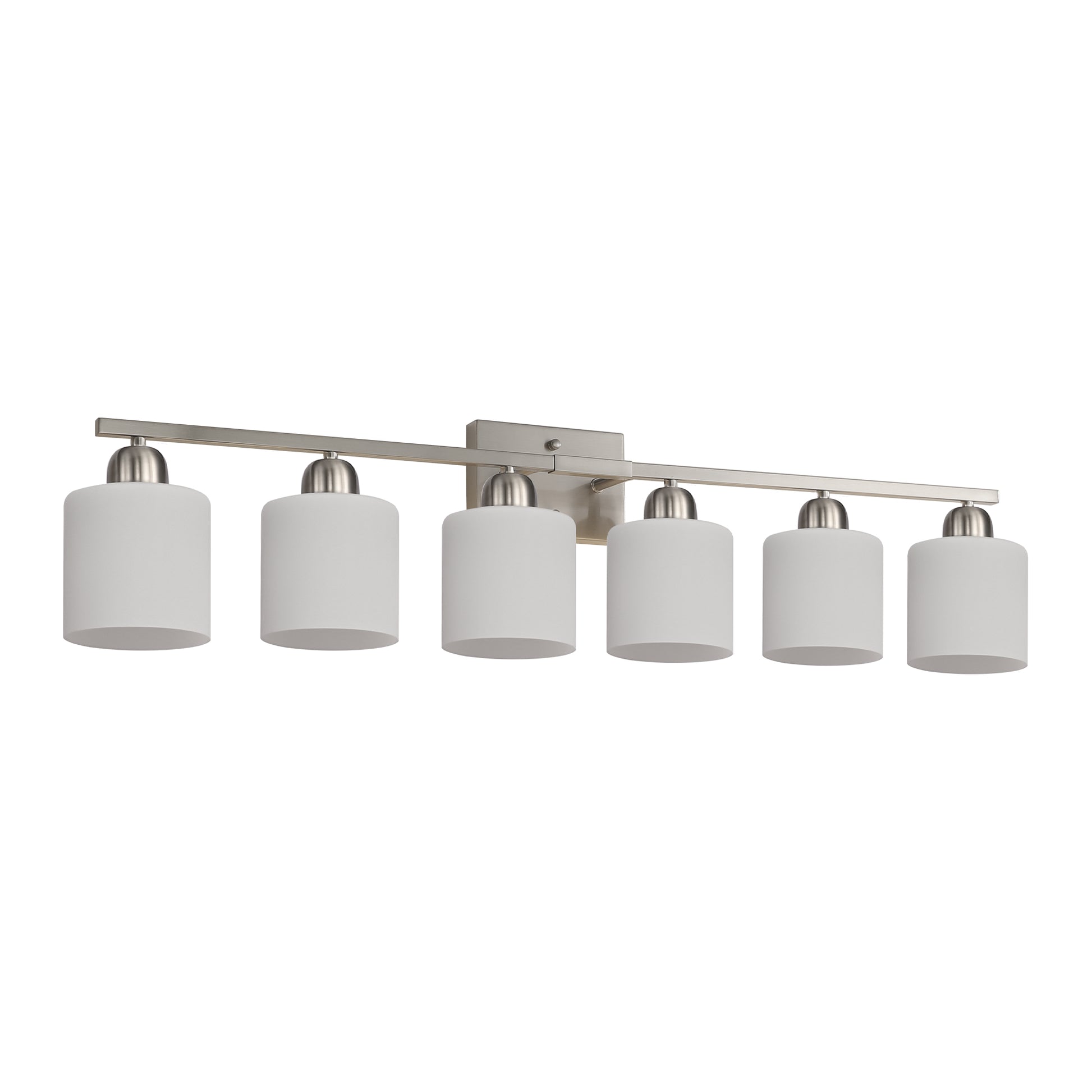38" 6-Light Nickel Vanity Light with Milk Glass Shades - view 10