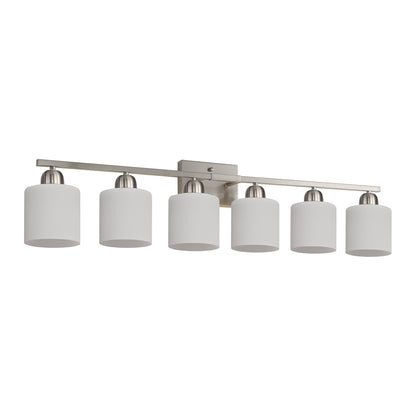 38" 6-Light Nickel Vanity Light with Milk Glass Shades - view 10