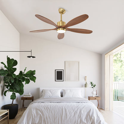 52" Gold Reversible Ceiling Fan with Light - view 5