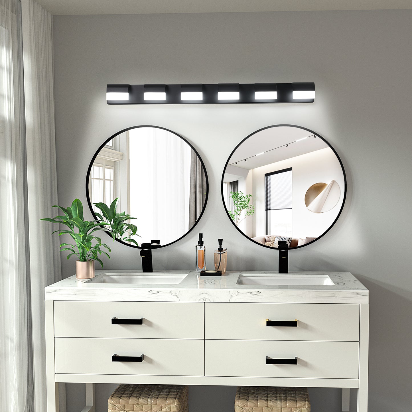 6-Light Black LED Vanity Wall Light - view 5