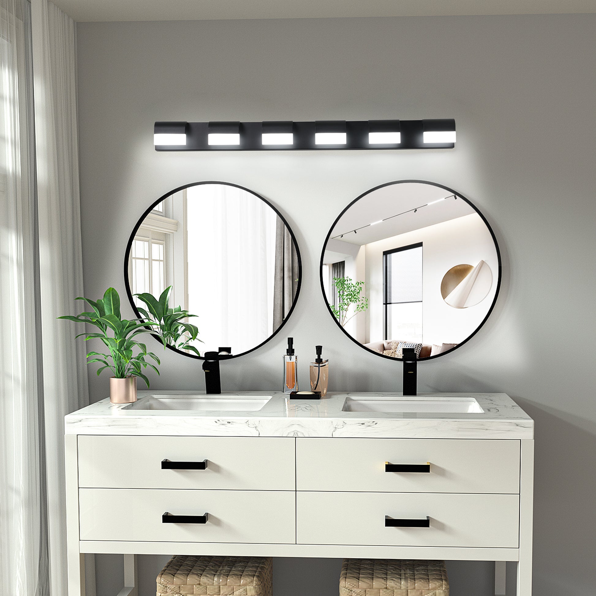 6-Light Black LED Vanity Wall Light - view 5