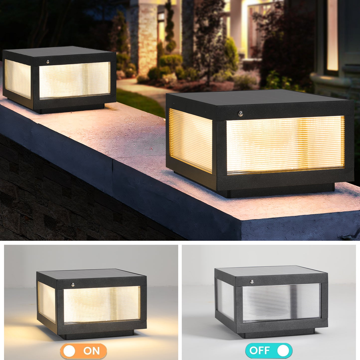 12" Black Solar LED Outdoor Post Cap Light - view 7