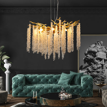 24" Gold Cascading Crystal Pendant Light - view 3