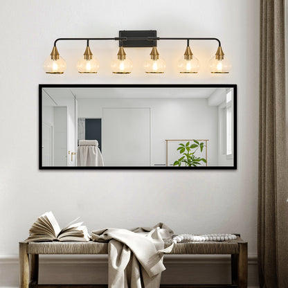 48" 6-Light Black & Gold Industrial Vanity Light - view 4