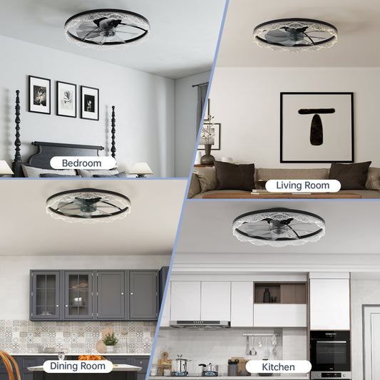 24" Black Acrylic Ring Ceiling Fan with Dimmable LED - view 2