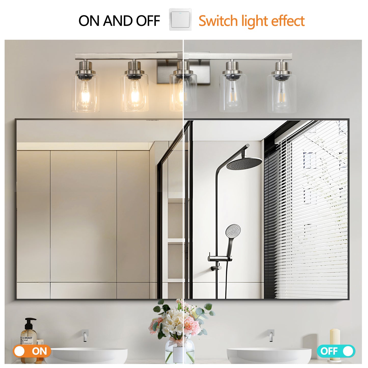31" 5-Light Brushed Nickel Vanity Light with Clear Glass - view 5