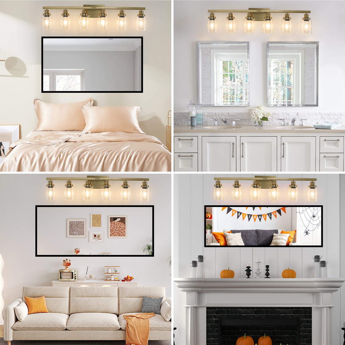 37" 6-Light Gold Vanity Light with Clear Glass - view 5