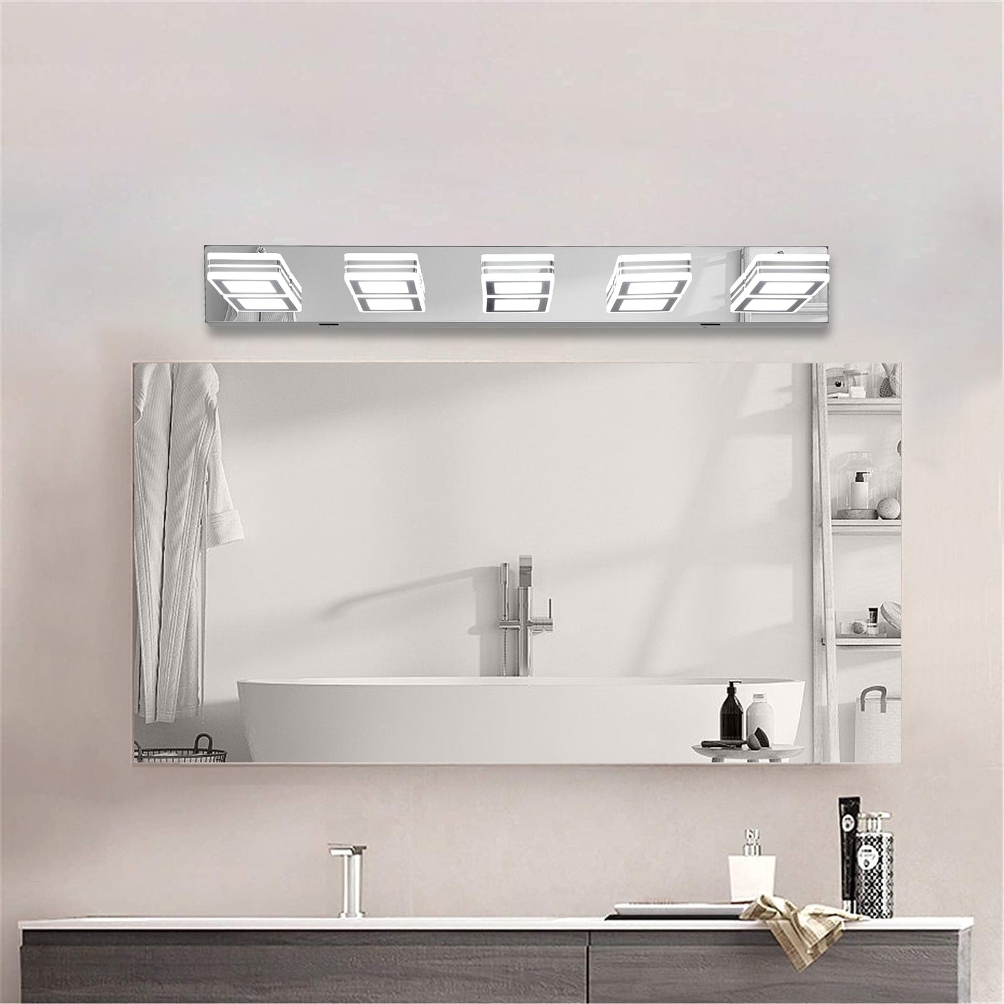 32" 5-Light Chrome Acrylic LED Vanity Wall Light - view 3