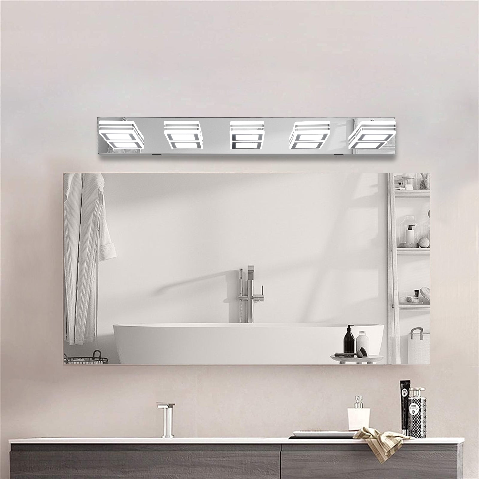 32" 5-Light Chrome Acrylic LED Vanity Wall Light - view 3