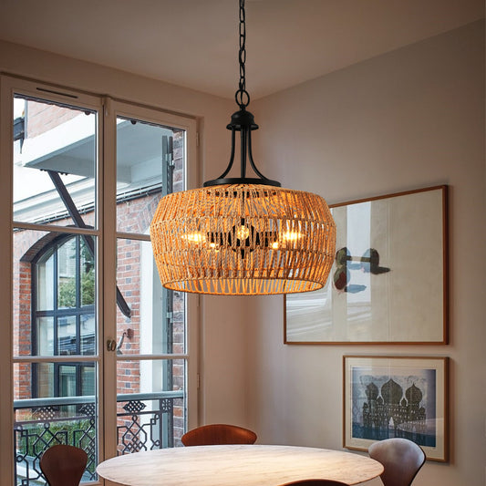 19" Hand-Woven Boho Hemp Rope Pendant Light - view 2