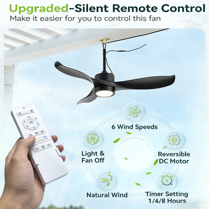 42" Matte Black Outdoor Ceiling Fan with LED Light - view 8