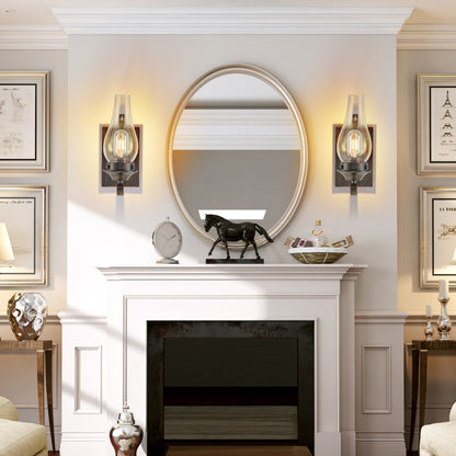 Farmhouse Black & Gold Wall Light with Clear Glass, Set of 2 - view 5