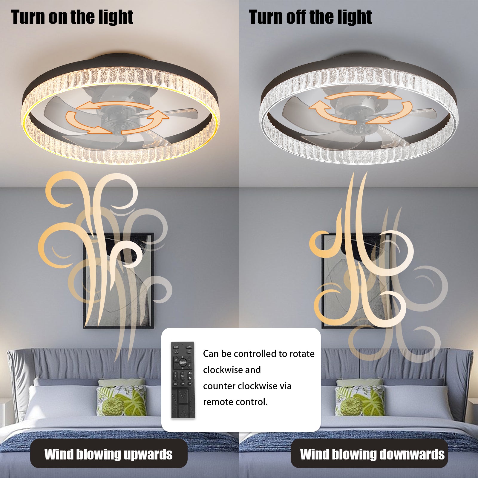 Brown Round Ceiling Fan with Dimmable LED & Remote - view 8