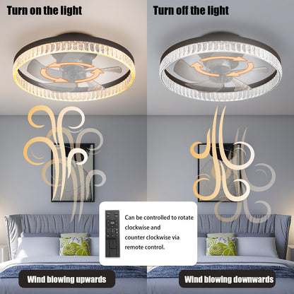 Brown Round Ceiling Fan with Dimmable LED & Remote - view 8